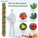 Christmas Garland with Lights, Outdoor Christmas Garland, 9ft, B0C6Q949DW, Red - Brand New
