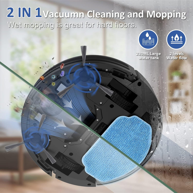 ZCWA Robot Vacuum and Mop Combo WiFi/App/Alexa 2 in 1 Mopping BR151 Black Like New