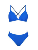 CUPSHE BIKINI SET TWO PIECE SWIMSUITS V NECK LOW RISE WOMEN XS COBALT BLUE - Like New