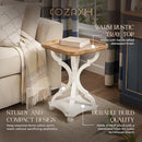 Cozayh Rustic Wooden Accent Tray Top Nightstand Side Table - White Legs - Brand New