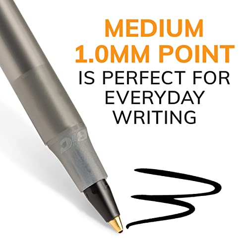 BIC ROUND STIC XTRA LIFE BALLPOINT PEN ULTRA LASTING COUNT IN BLACK INK - BLACK - Brand New