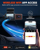 KINGSLIM D6-4K DUAL DASH CAM - WIFI, GPS 4K FRONT/1080P INSIDE TYPE-C, BLACK - Like New