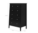 ADEPTUS SOLID WOOD EASY PIECES 5 DRAWER CHEST OF DRAWERS - MATTE BLACK FINISH - Like New