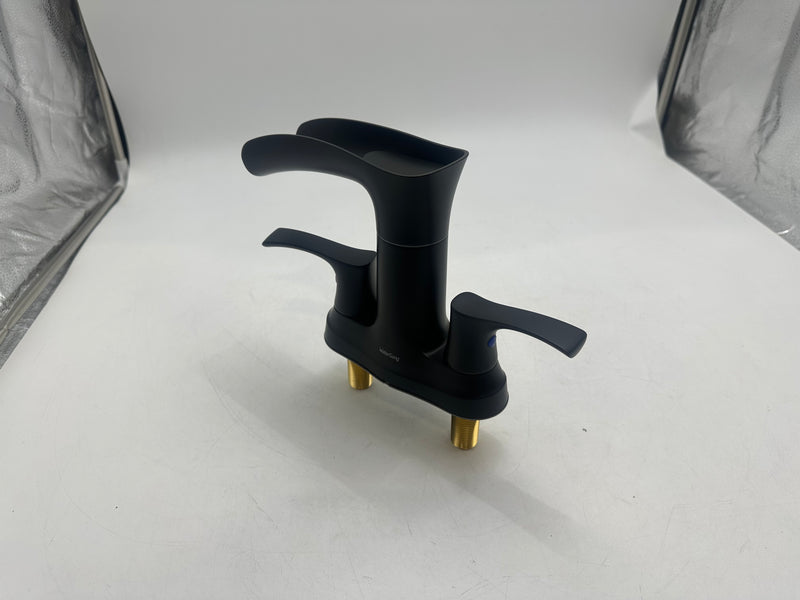 WATERSONG WATERFALL BATHROOM FAUCET 2 HANDLE 1 OR 3 HOLES VANITY - MATTE BLACK - Like New