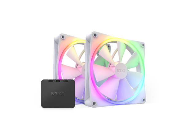 NZXT Aer F140 RGB White Twin Pack - 2x Fan & RGB Lighting Controller - High