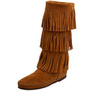 Minnetonka Women's 3-Layer Fringe Boot, Brown, Size 8.5 M - Like New
