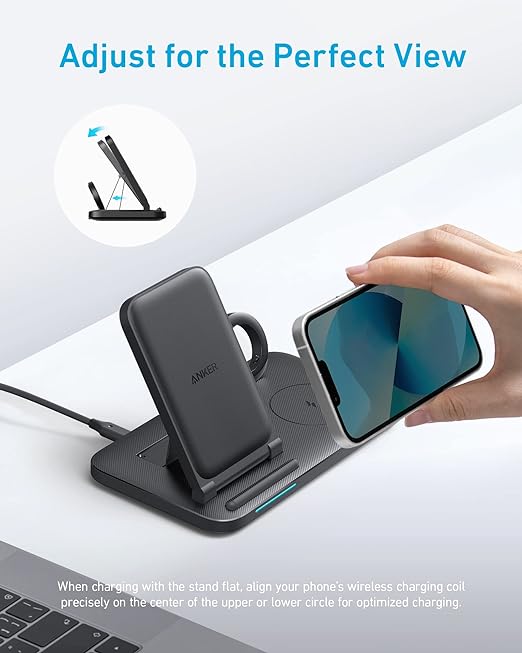 Anker Foldable 3-in-1 Wireless Charging Adapter 335 Wireless Charger - BLACK Like New