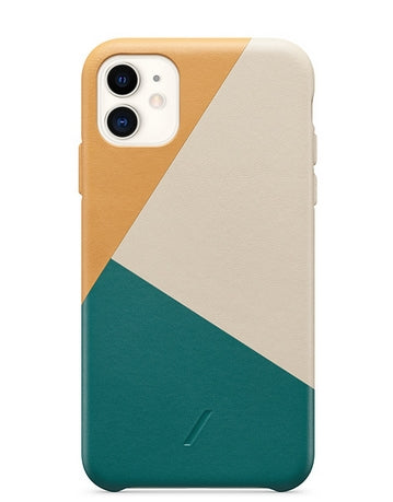Native Union Clic Marquetry Mobile Phone Case (6.1") Cover Green/Grey/Yellow Like New