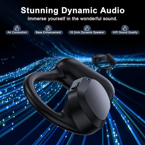 TTQ OPEN EAR HEADPHONES OPEN EAR EARBUDS IPX7 WATERPROOF CT26 - BLACK - Like New