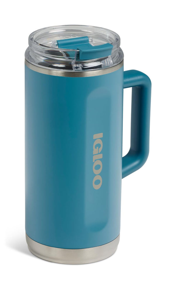 IGLOO 36 OZ TUMBLER WITH HANDLE, REUSABLE TRAVEL MUG, 00071410 - MODERN BLUE - Brand New