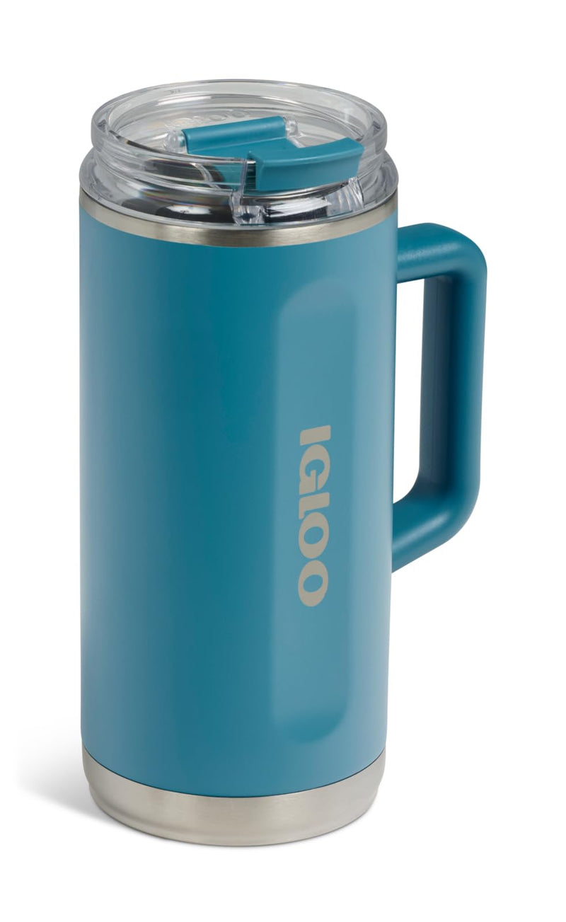 IGLOO 36 OZ TUMBLER WITH HANDLE, REUSABLE TRAVEL MUG, 00071410 - MODERN BLUE - Brand New