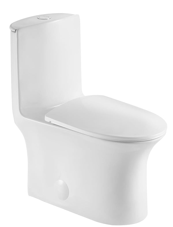 JINGZE DUAL FLUSH ELONGATED STANDARD ONE PIECE TOILET BATHROOM - WHITE - Like New