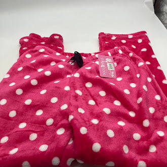 FASHION EXTRA SOFT PAJAMAS PANTS - SIZE: WOMEN L/XL - HOT PINK W/ POLKA DOTS - Brand New