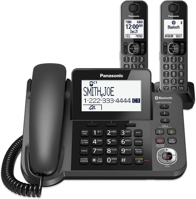 Panasonic KX-TGF382M Link2Cell Bluetooth DECT 6.0 Phone System - BLACK Like New