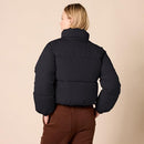 AMAZON ESSENTIALS CROPPED FULL-ZIP PUFFER JACKET, SIZE: WOMEN S - BLACK - Like New
