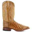 Soto Boots Men's Ostrich Print Square Toe Cowboy Boots H8001 Tan 11.5 - Brand New