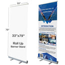 Klvied 33" x 79" Retractable Roll Up Banner Stand Heavy Duty Aluminum Base - Brand New