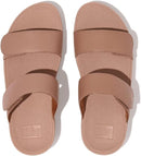 FITFLOP LULU ADJUSTABLE LEATHER SLIDES - SIZE: WOMEN 8.5 - BEIGE - Like New
