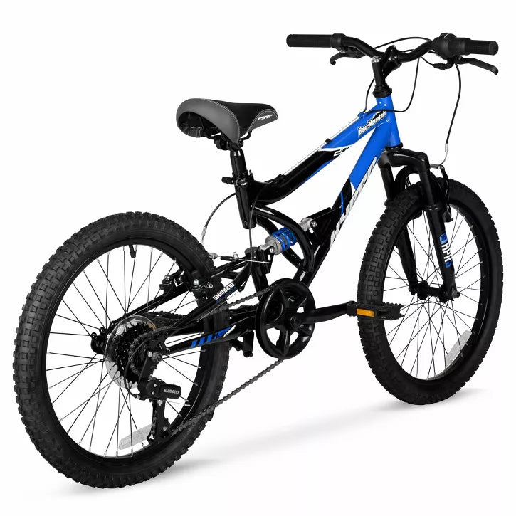 HYPER 20" FULL SUSPENSION BEAR MOUNTAIN BIKE 7-SPEED, STEEL FRAME - BLACK/BLUE - Like New
