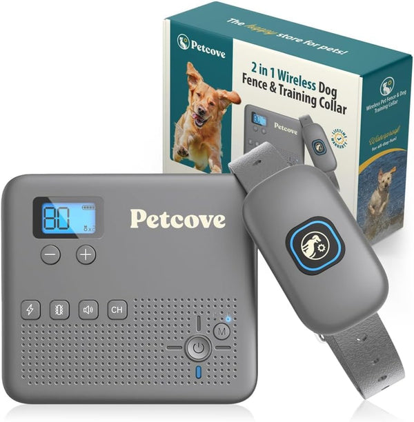 PETCOVE WIRELESS DOG FENCE 2.4GHZ WIRELESS 2 IN 1 WIRELESS DOG FENCE - GRAY - Brand New