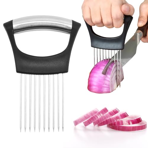 SLODKI STAINLESS STEEL ONION SLICE HOLDER/CHOPPER SLICING ASSISTANT TOOL - BLACK - Like New