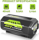 ENERMALL 6.0AH REPLACEMENT FOR RYOBI 40V BATTERY LITHIUM - Scratch & Dent