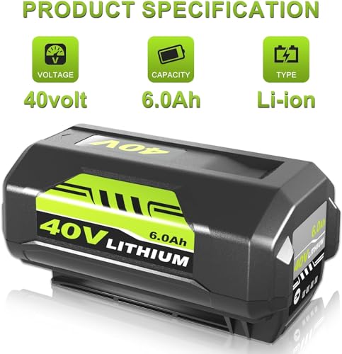 ENERMALL 6.0AH REPLACEMENT FOR RYOBI 40V BATTERY LITHIUM - Scratch & Dent