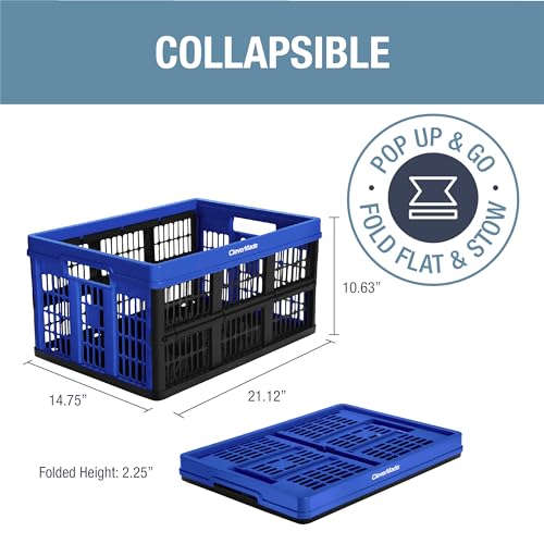 CLEVERMADE COLLAPSIBLE UTILITY CRATE 3PK 45L 11 GAL 8031165-7033PK - BLUE - Like New