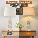 VERON FARMHOUSE TABLE LAMPS SET 2 26” TALL NIGHTSTAND USB PORTS WASHED WHITE - Like New