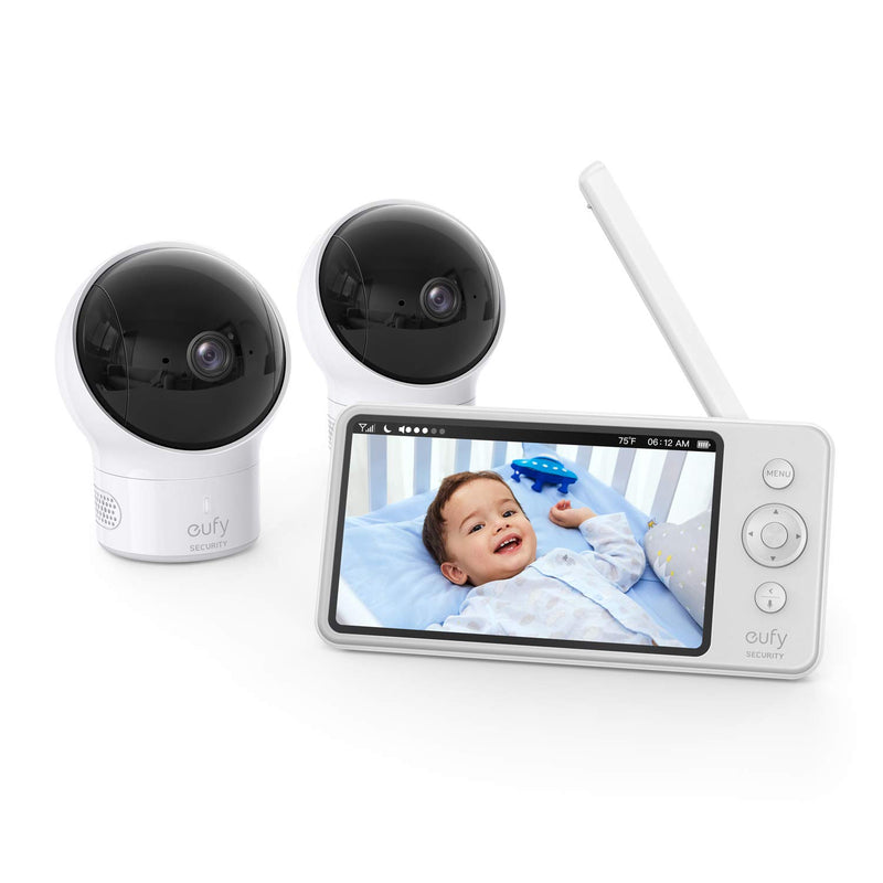 Eufy Security, Video Baby Monitor with Camera and Audio, 2-Cam Kit - White - Like New