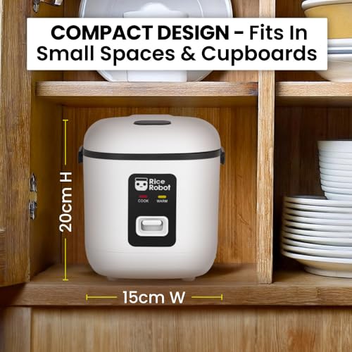 EMSON RICE ROBOT PERSONAL RICE COOKER, 1 QUART CAPACITY, PFAS-FREE - WHITE - Like New