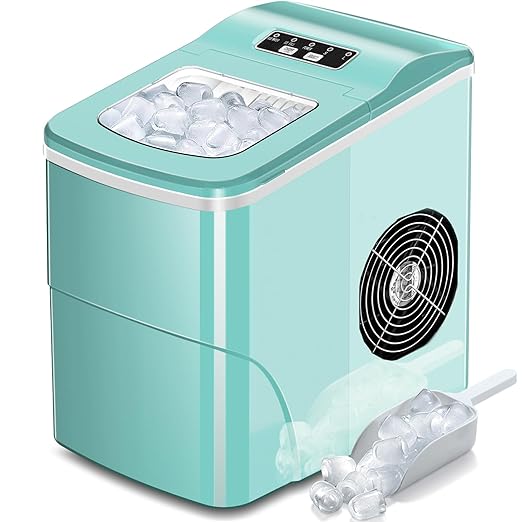 AGLUCKY Ice Makers Countertop Self-Cleaning 26.5lbs/24hrs 2 Sizes Z5878 - Green Like New