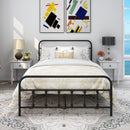ARFARLY METAL FULL SIZE BED FRAME HEADBOARD FOOTBOARD PLATFORM BED FOUNDATION - Like New