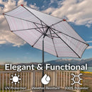 Sunnydaze Outdoor Patio Umbrella, 9ft, JP/Black Stripe - Like New