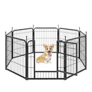 TEFUNE 8-Panel Metal Fence, Square tube-80-24, 8, Black - Brand New