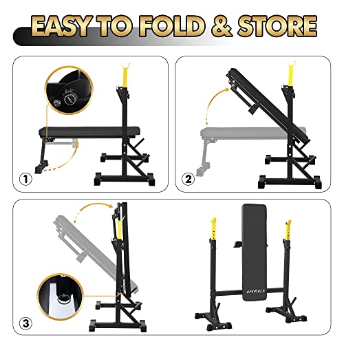 CANPA Olympic Weight Bench Squat Rack Workout Bench Adjustable Barbell - Black - Like New