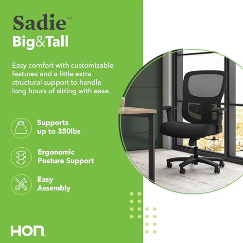 HON Sadie Big and Tall Office Chair Ergonomic Chair Mesh Back - BLACK - Like New