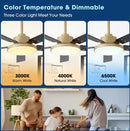 VACZON - 52" MODERN 6 SPEED DC MOTOR SMART CEILING FAN WITH LIGHT - GOLD - Like New