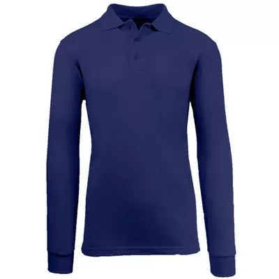 JUMP START MEN'S MODERN FIT LONG SLEEVE POLO SHIRT - SIZE: MEN L - NAVY - Brand New