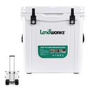 LANDWORKS WHEELED ICE COOLER ROTOMOLDED 42QT UP TO 10 DAY ICE RETENTION - WHITE - Like New