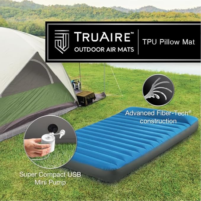 Intex Truaire Tpu Luxury Camping Mattress Fiber-Tech Technology 64011E - Blue - Like New