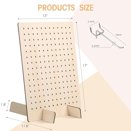 2 Pack Wooden Pegboard Display Stand, Retail Rack, 17 x 13 - Bamboo/Grocery - Like New