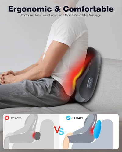 JZBRAIN SHIATSU BACK AND NECK MASSAGER WITH HEAT DEEP KNEADING MASSAGE - GRAY - Like New