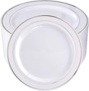 BUCLA 100 Pieces Silver Plastic Plates 10.25" Silver Rim Disposable - Silver - Brand New