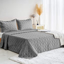 fuguitex Velvet Quilt Set Twin Size -Luxury Bedspread Coverlet Lightweight - Brand New