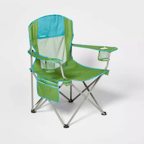 EMBARK OVERSIZED OUTDOOR PORTABLE MESH CAMP CHAIR, 38.8H X 35.4W - GREEN - Like New
