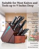 Cooks Standard Acacia wood Knife Block Holder, 25 Slot X-Large - ACACIA BROWN - Like New