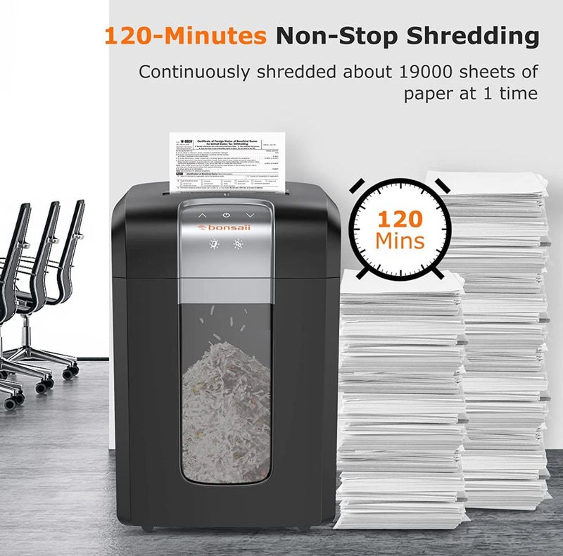 Bonsaii 3S30, 18 sheet, Cross-Cut, 7.9-gallon Capacity Shredder - Black - Like New