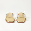C2411017H6IK THE DROP WOMEN'S OSLO ONE BAND SANDAL GOLD CLEAR SIZE 7.5 CREAM - Like New