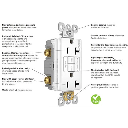 LEGRAND RADIANT SELF TEST TR WR GFCI 15A 125V - WHITE - Like New